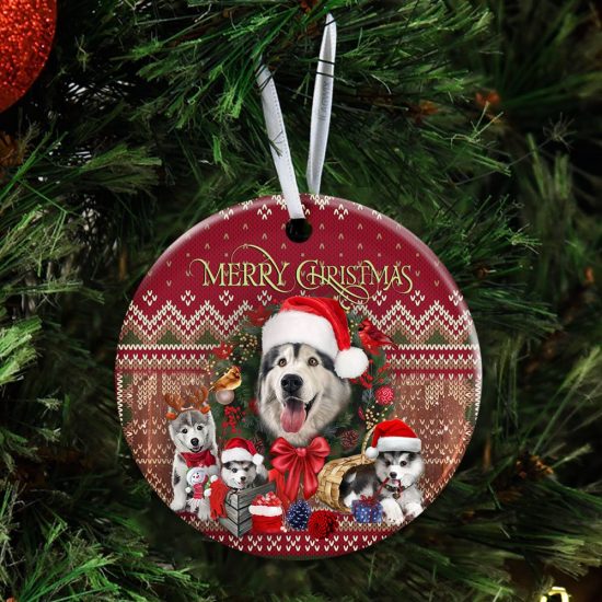 Christmas Begins With Husky Ceramic Ornament 4