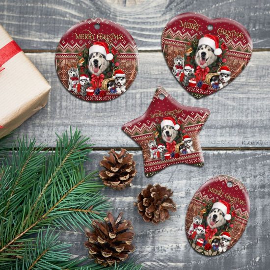 Christmas Begins With Husky Ceramic Ornament 5