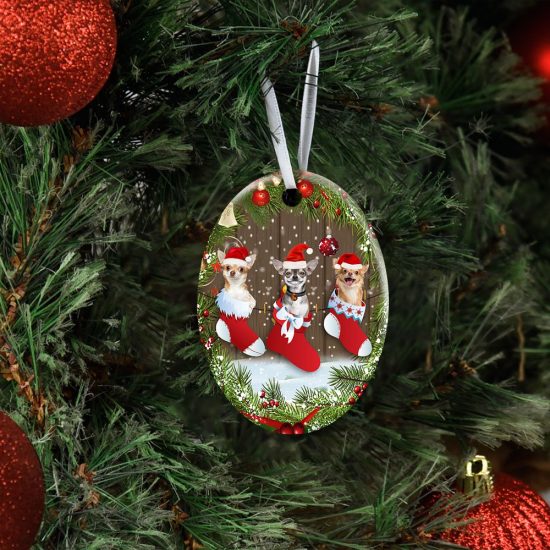 Christmas Chihuahua Ceramic Ornament 3