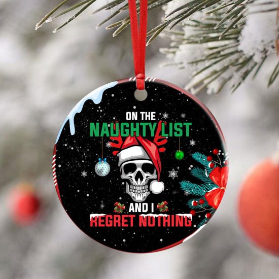 Christmas Skull Ceramic Ornament 4