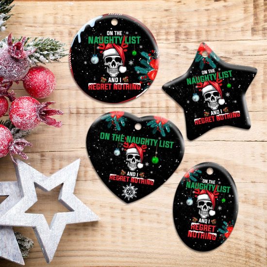 Christmas Skull Ceramic Ornament 5