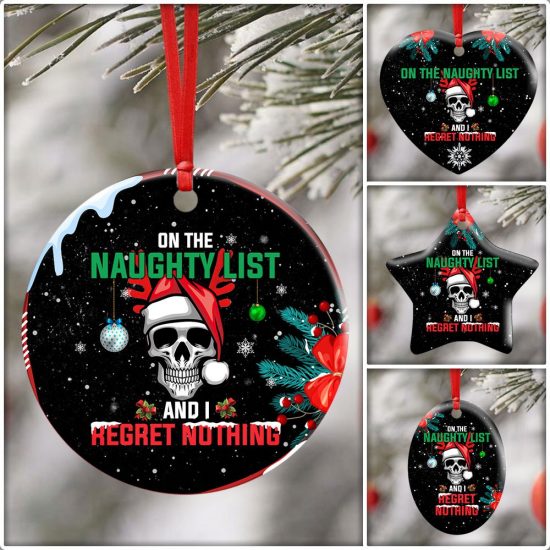 Christmas Skull Ceramic Ornament 6