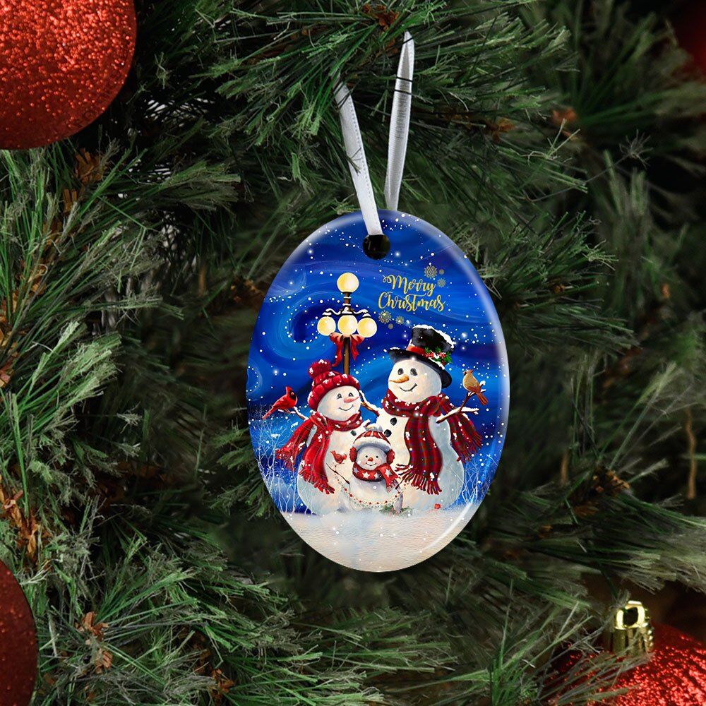 Christmas-Snowman-Family-Ceramic-Ornament-3 Christmas Snowman Family Ceramic Ornament 3