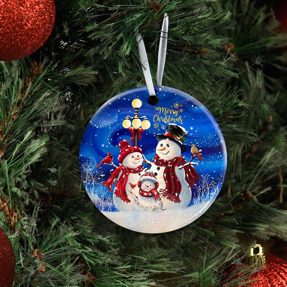 Christmas-Snowman-Family-Ceramic-Ornament-4 Christmas Snowman Family Ceramic Ornament 4