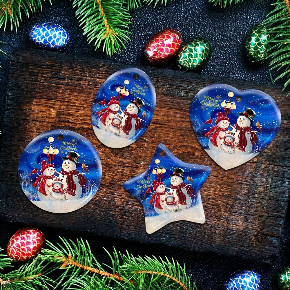 Christmas-Snowman-Family-Ceramic-Ornament-5 Christmas Snowman Family Ceramic Ornament 5