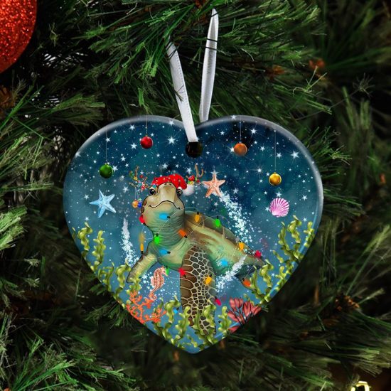 Christmas Turtle Ceramic Ornament 2