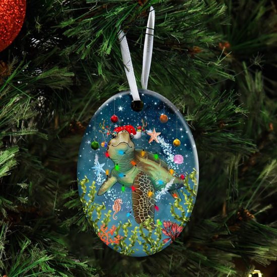 Christmas Turtle Ceramic Ornament 3