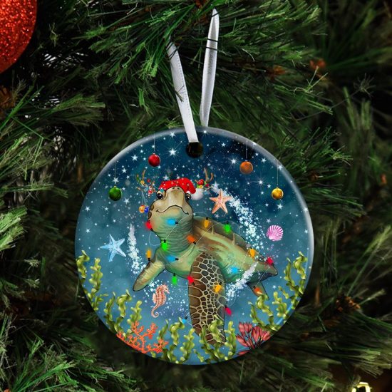 Christmas Turtle Ceramic Ornament 4