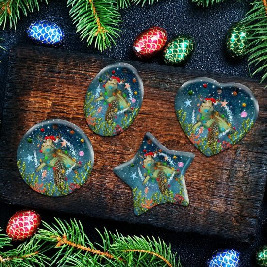 Christmas Turtle Ceramic Ornament 5