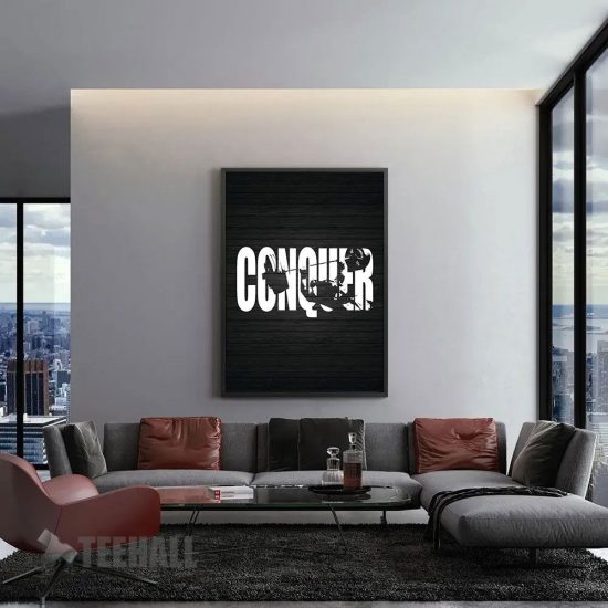 Conquer Bench Press Motivational Canvas Prints Wall Art Decor 1