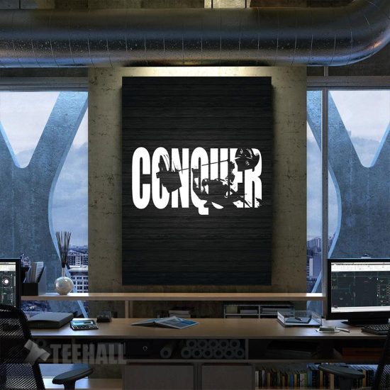 Conquer Bench Press Motivational Canvas Prints Wall Art Decor