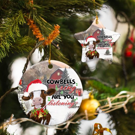 Cowbells Ring Ceramic Ornament