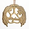 Dog Paw Angel Wings - Memorial Gift - Dog Lover Gift - Personalized Custom Wooden Cutout Ornament