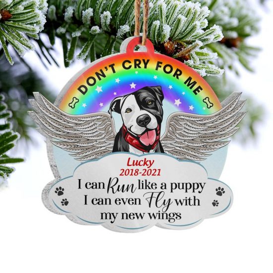 Dont Cry For Me Dog Memorial Gift Personalized Custom Circle Acrylic Ornament 1