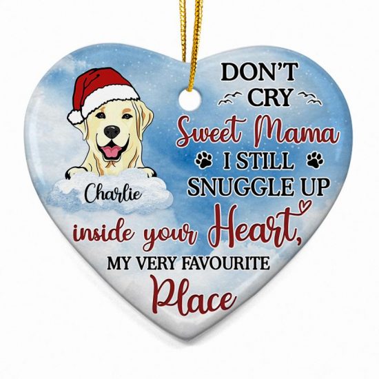 Don't Cry Sweet Mama Pet Loss - Memorial Gift - Personalized Custom Heart Ceramic Ornament