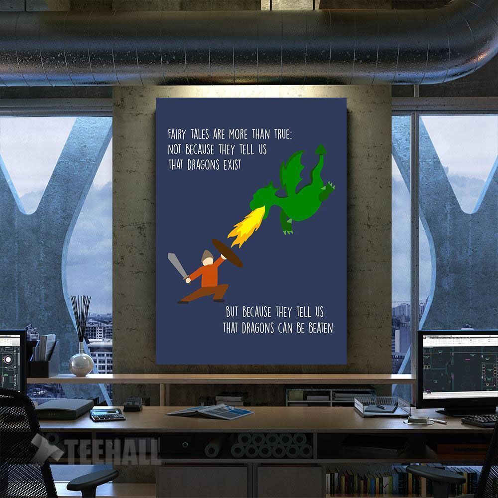 Dragon Minimal Motivation Canvas Prints Wall Art Decor