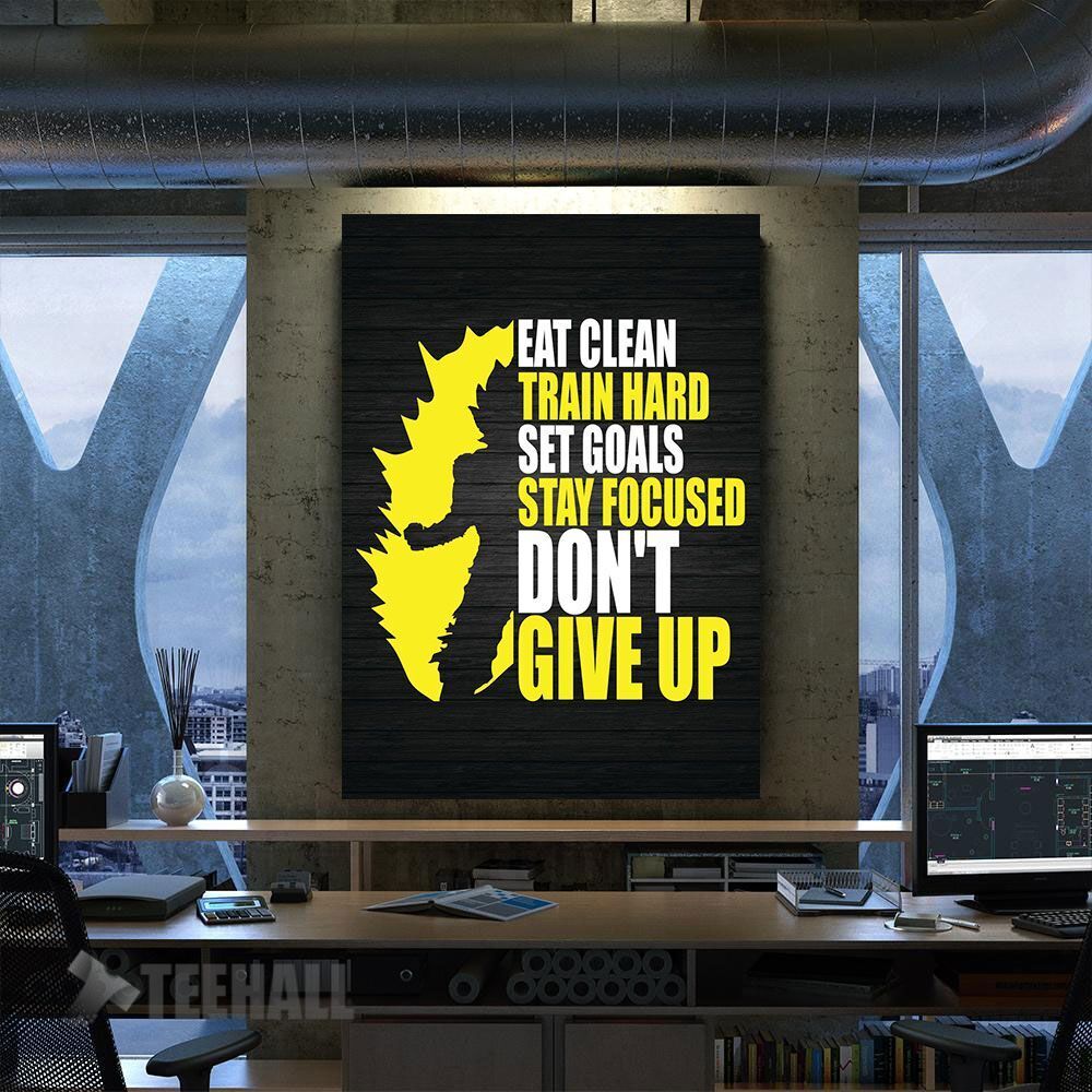 Eat Clean Train Hard Motivational Canvas Prints Wall Art Decor