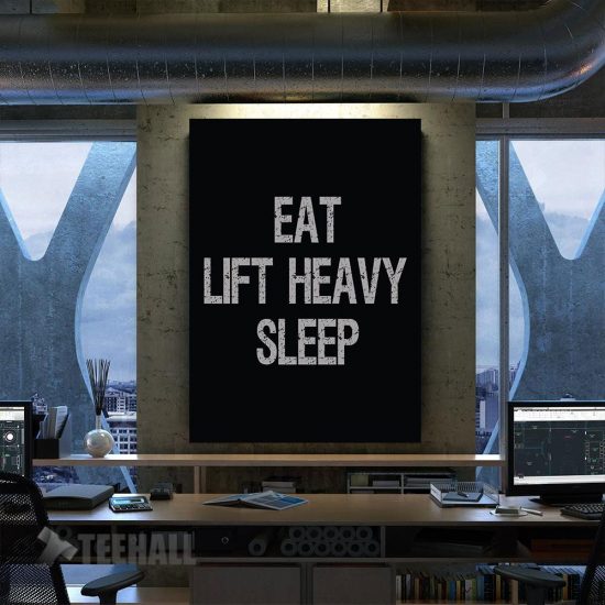 Eat Lift Heavy Sleep Motivational Canvas Prints Wall Art Decor