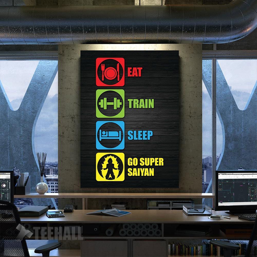 Eat Train Sleep Go Super Motivational Canvas Prints Wall Art Decor
