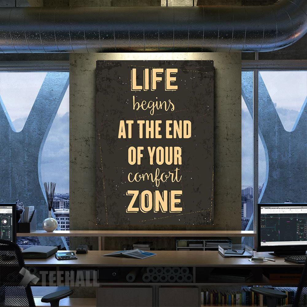 End Of Your Comfort Zone Motivational Canvas Prints Wall Art Decor