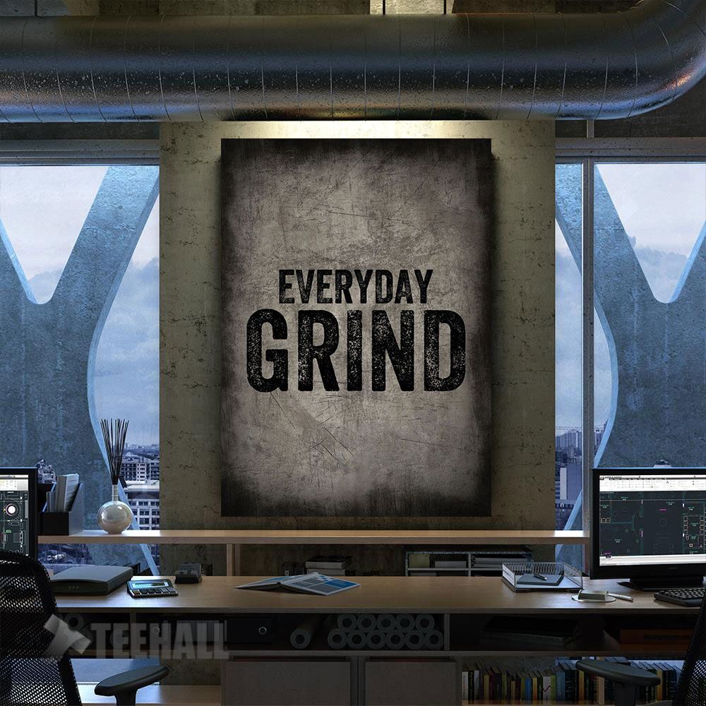 Everyday Grind Black Text Motivational Canvas Prints Wall Art Decor