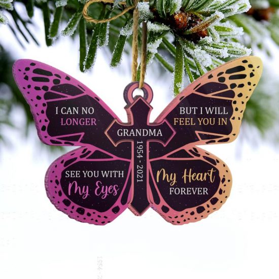 Feel You In My Heart Forever Memorial Gift Personalized Custom Butterfly Acrylic Ornament 1