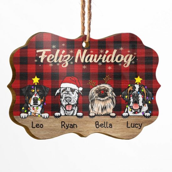 Feliz Navidog Christmas Dog - Christmas Gift For Dog Lovers - Personalized Custom Wooden Ornament