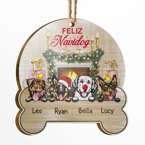 Feliz Navidog - Christmas Gift For Dog Lovers - Personalized Custom Wooden Ornament