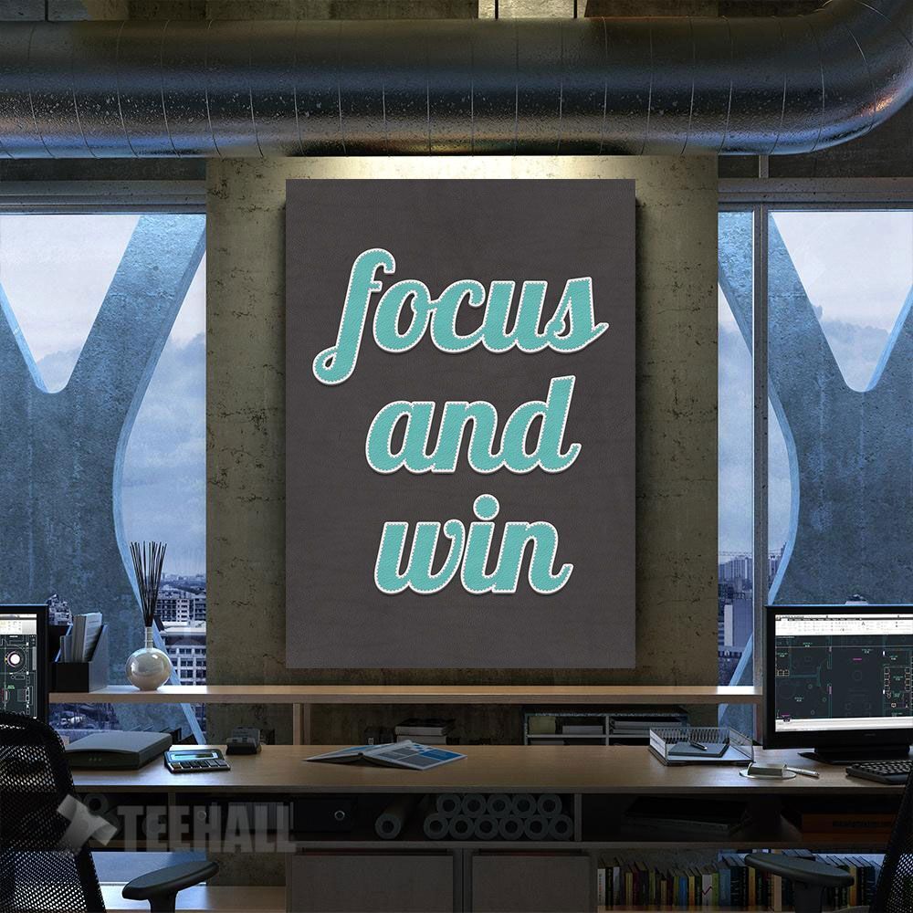 Focus And Win Quote Motivational Canvas Prints Wall Art Decor