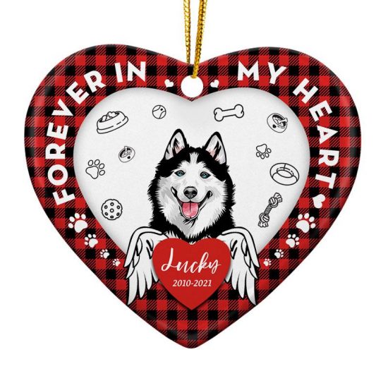 Forever In My Heart - Dog Memorial Gift - Personalized Custom Heart Ceramic Ornament