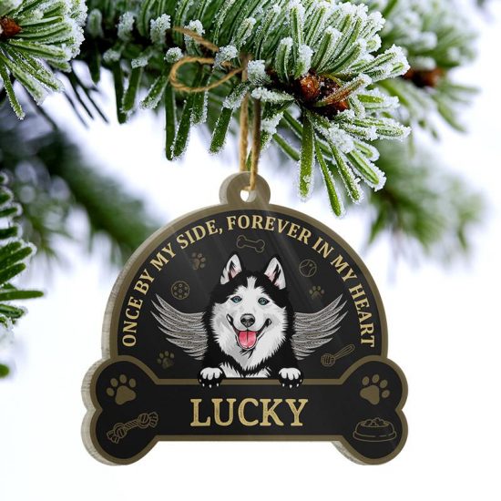 Forever In My Heart Memorial Gift Dog Lover Gift Personalized Custom Circle Acrylic Ornament 2
