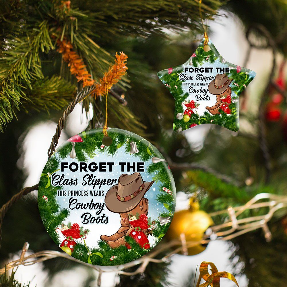 Forget The Glass Slipper This Princess Wears Cowboy Boots. Christmas Ceramic Ornament