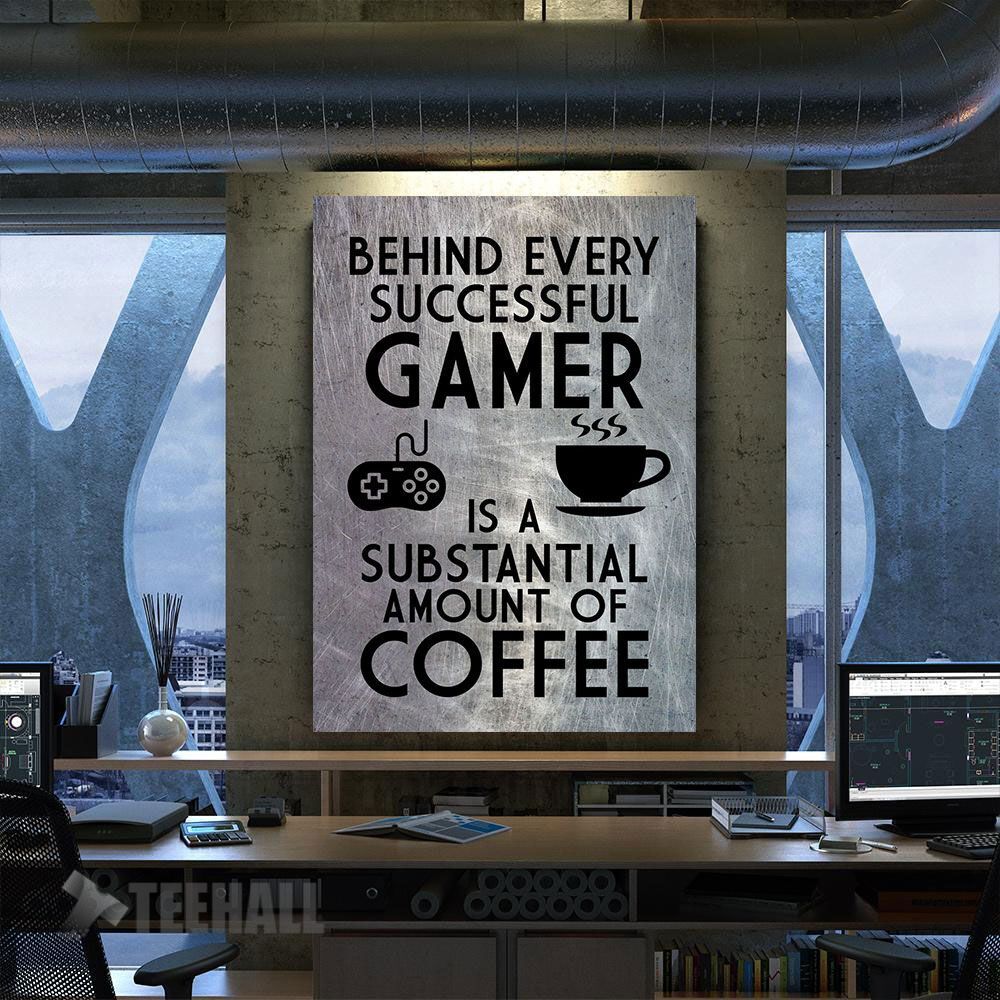 Gamer Coffee Motivational Canvas Prints Wall Art Decor