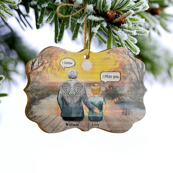 Grandparents Missing You Always Memorial Gift Personalized Custom Wooden Ornament 1