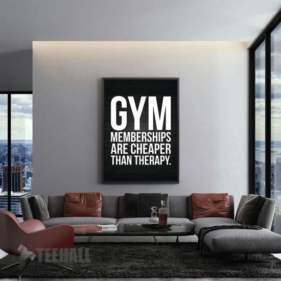 Gym Cheaper Than Therapy Motivational Canvas Prints Wall Art Decor 1