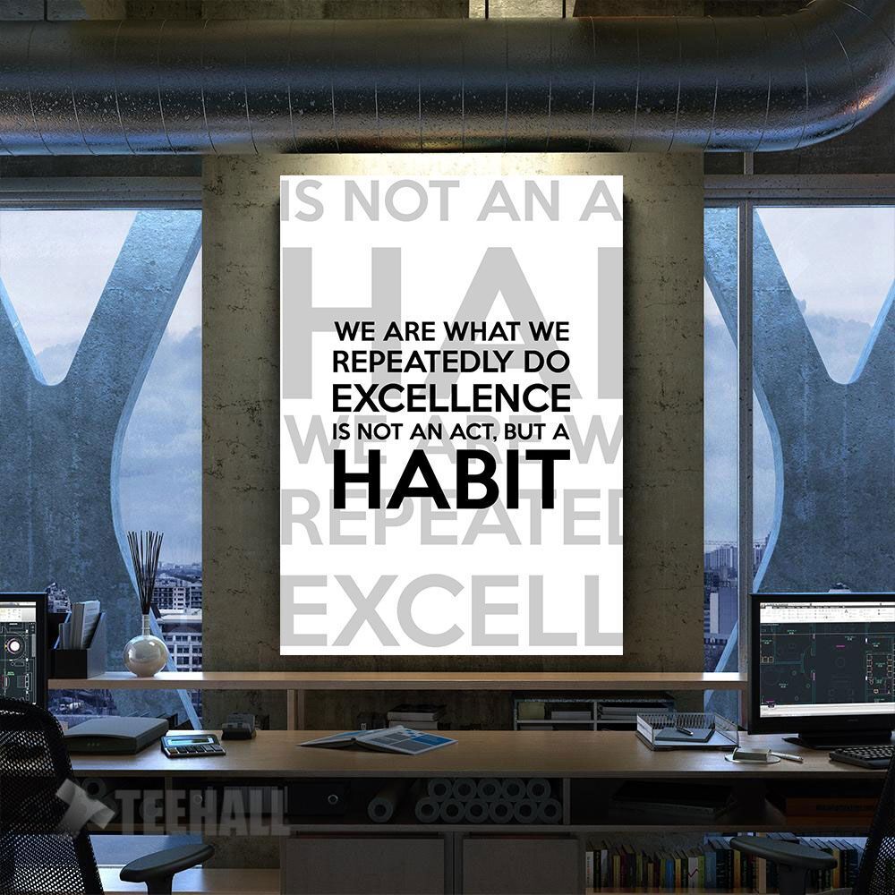 Habit Excellence Aristotle Motivational Canvas Prints Wall Art Decor