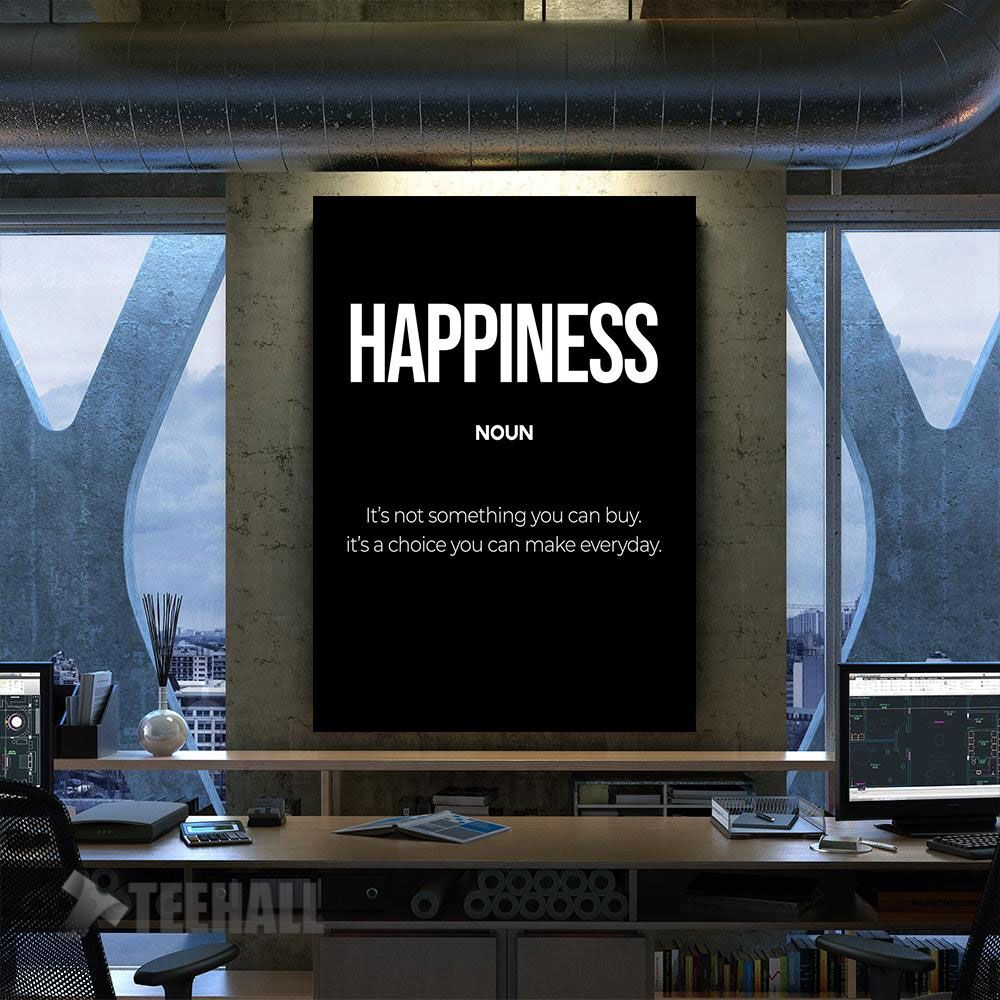 Happiness Definition Motivational Canvas Prints Wall Art Decor