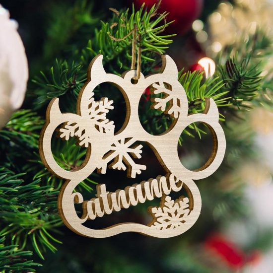 Happy Christmas With Fur Babies Personalized Paw Ornament 2