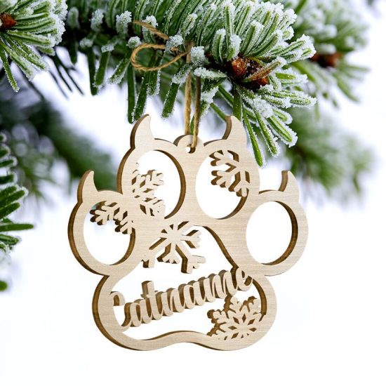 Happy Christmas With Fur Babies Personalized Paw Ornament 3