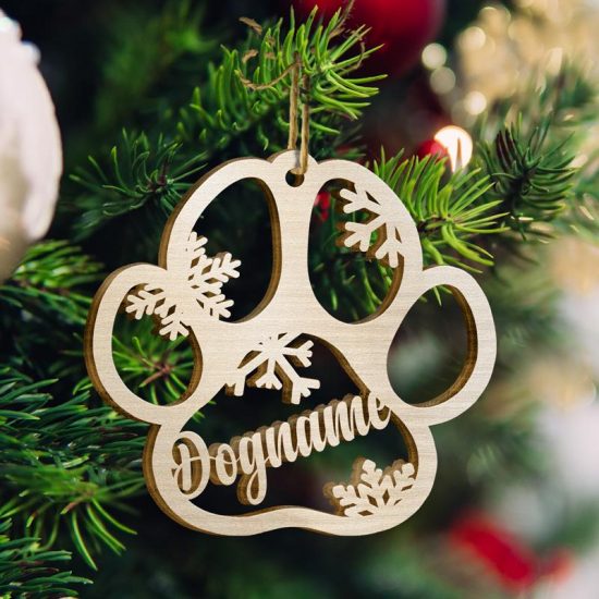 Happy Christmas With Fur Babies Personalized Paw Ornament 4