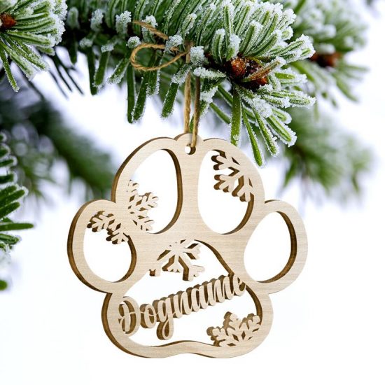 Happy Christmas With Fur Babies Personalized Paw Ornament 5