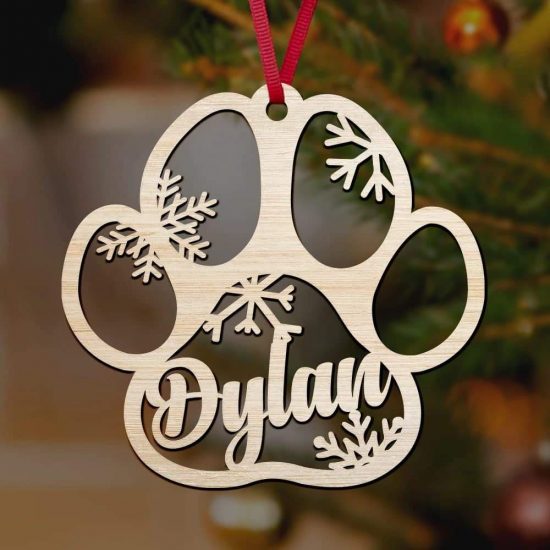 Happy Christmas With Fur Babies Personalized Paw Ornament 6
