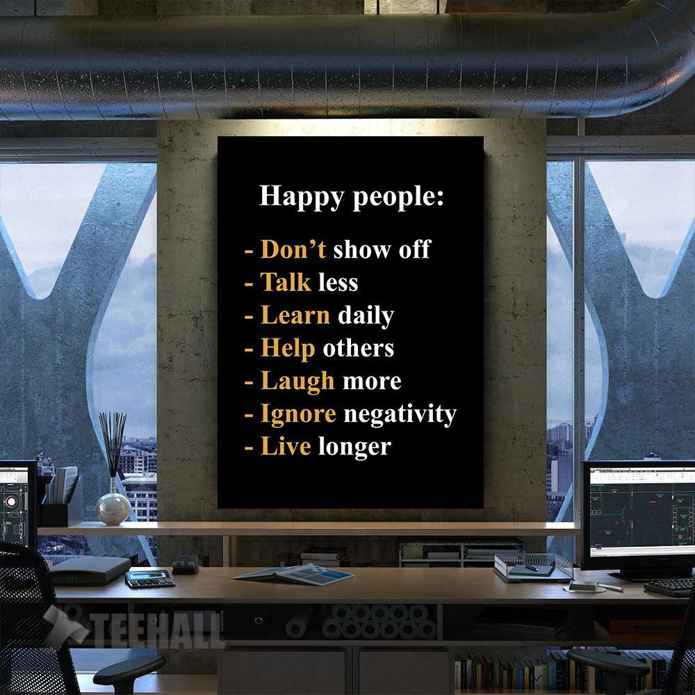 Happy People Motivational Canvas Prints Wall Art Decor