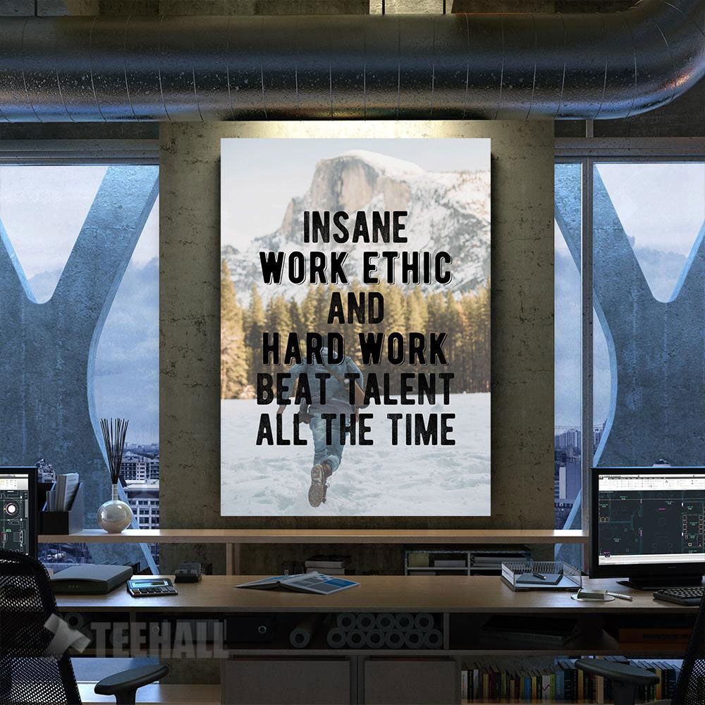 Hard Work Beat Talent Motivational Canvas Prints Wall Art Decor