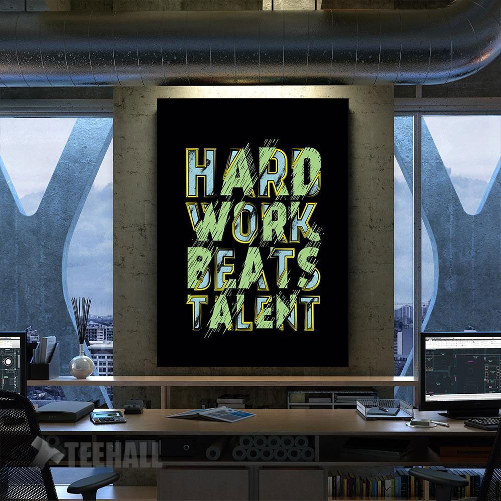 Hard Work Beats Talent Motivational Canvas Prints Wall Art Decor