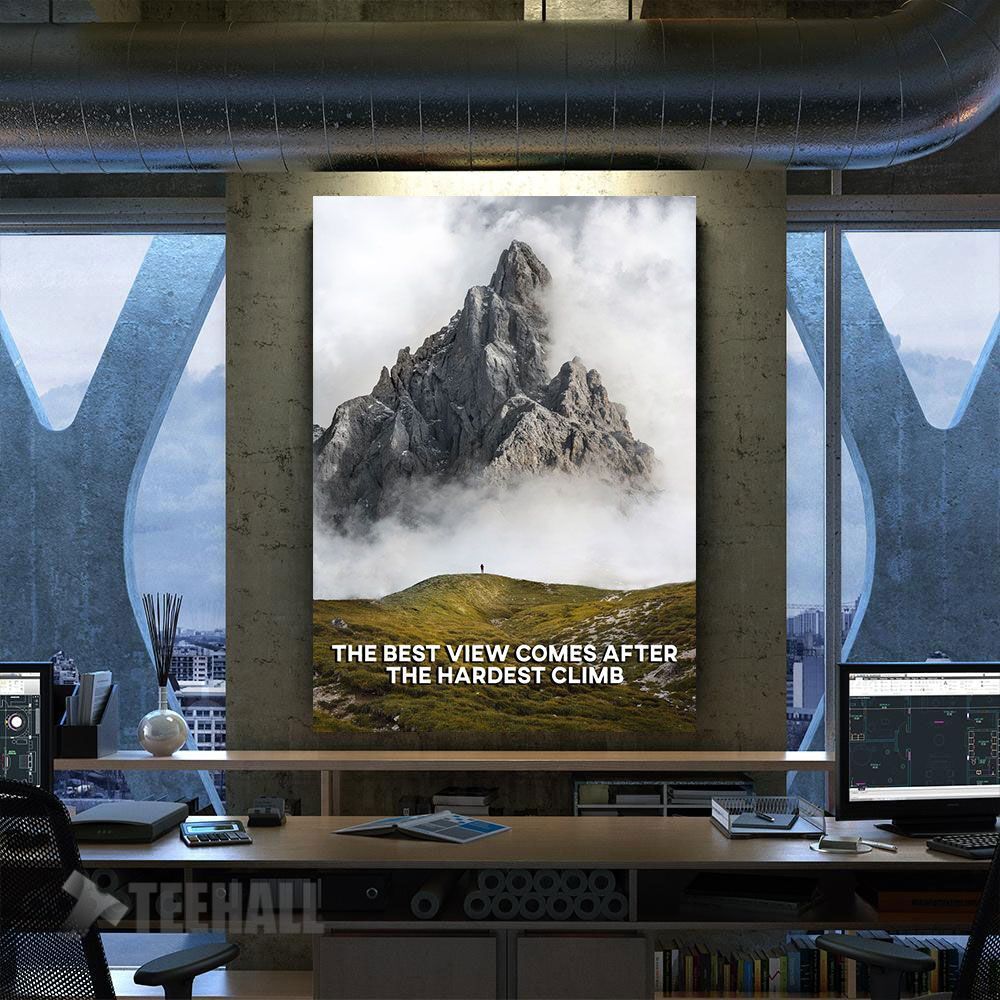Hardest Climb Motivational Canvas Prints Wall Art Decor