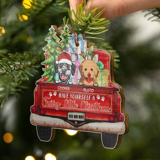 Have Yourself A Furry Little Christmas Christmas Gift Dog Lover Gift Personalized Custom Wooden Ornament 1