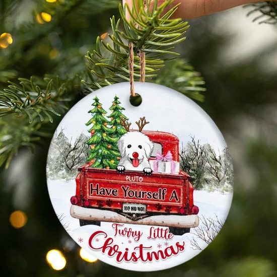 Have Yourself A Furry Little Christmas Christmas Gift For Dog Lovers Personalized Custom Circle Ceramic Ornament 1