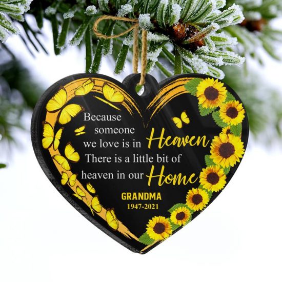 Heaven In Our Home Memorial Gift Personalized Custom Cross Acrylic Ornament 1