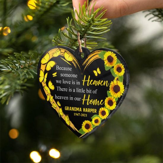 Heaven In Our Home Memorial Gift Personalized Custom Cross Acrylic Ornament 2